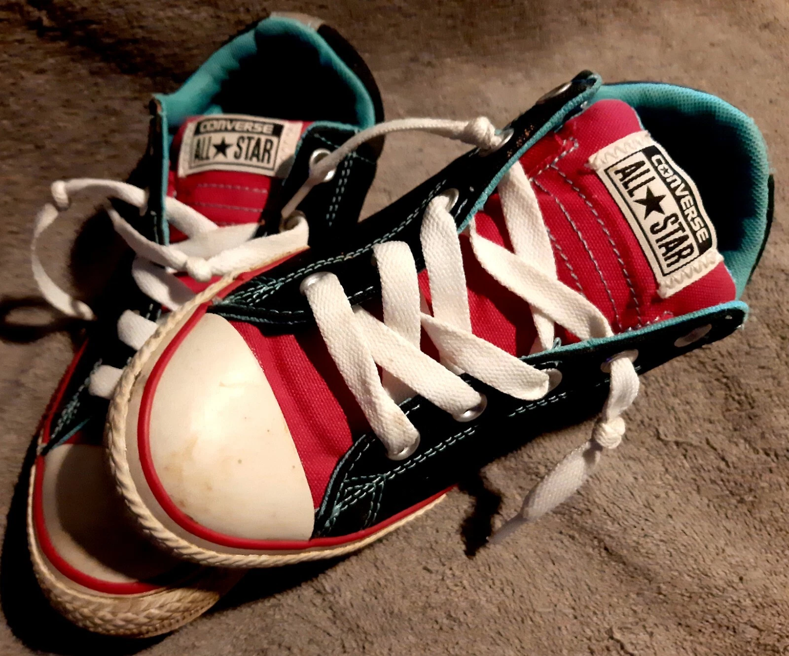 Turchese & Fushia Low Converse All Stars nero per ragazze taglia 3 junior *