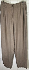 LIZ CLAIBORNE WOMENS PANTS SIZE 12 KHAKI PLEATED 100 LINEN NEW
