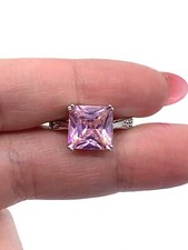 Vtg Silver Tone Hot Pink Clear Glass Rhinestones Cocktail Ring Sz 5.75