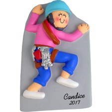 Personalized Christmas Ornament - Female Rock Climber