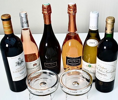 Coppia sottobicchieri di qualità argento sterling e cristallo/vetro champagne/vino 718g - Foto 24 di 24
