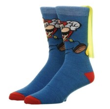 NEW Super Mario Brothers Socks w Cape Men's 8-12 Nintendo-FAST SHIP