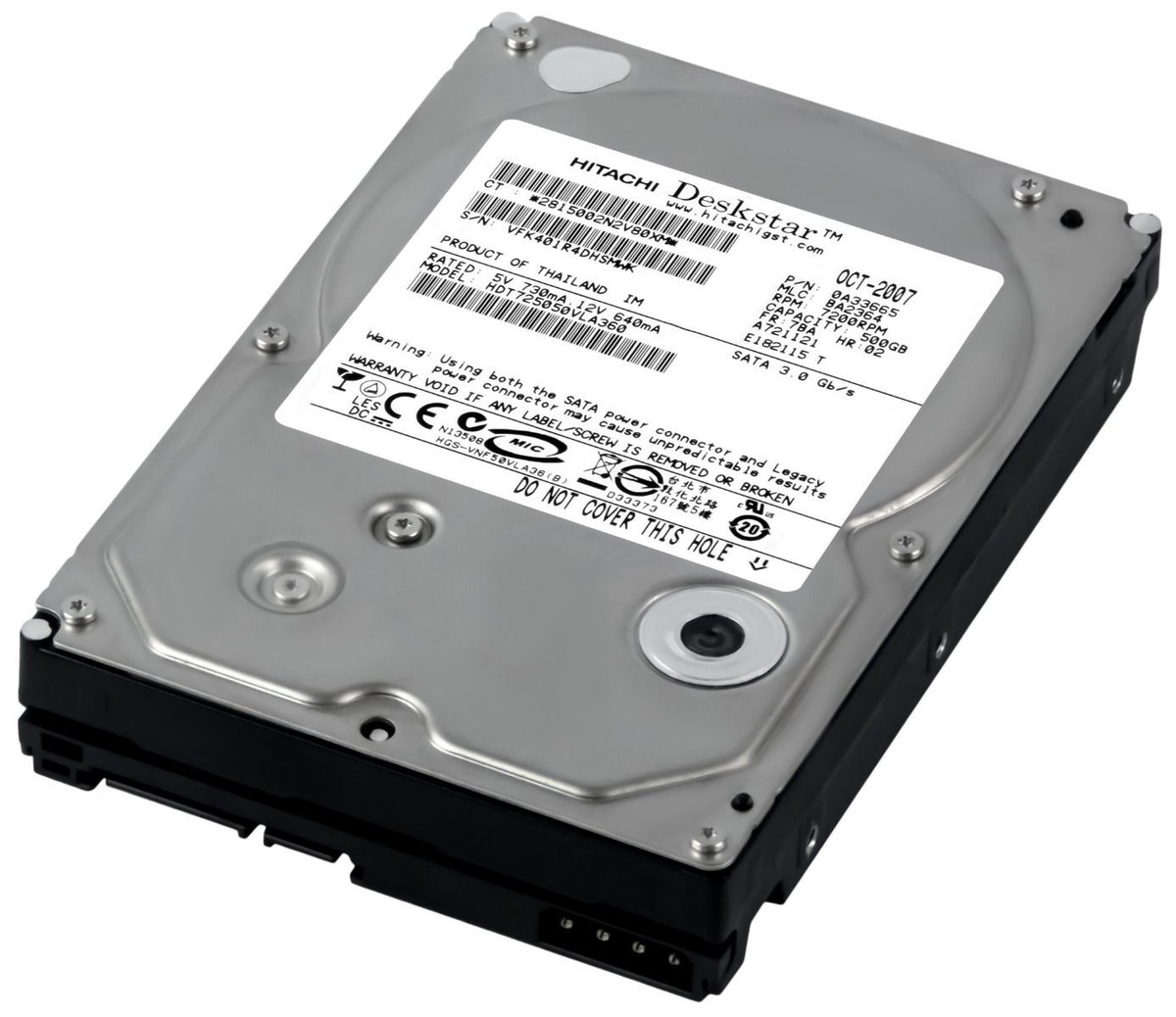 HITACHI DESKSTAR T7K500 HDT725050VLA360 500GB 7200U/min 16MB SATA
