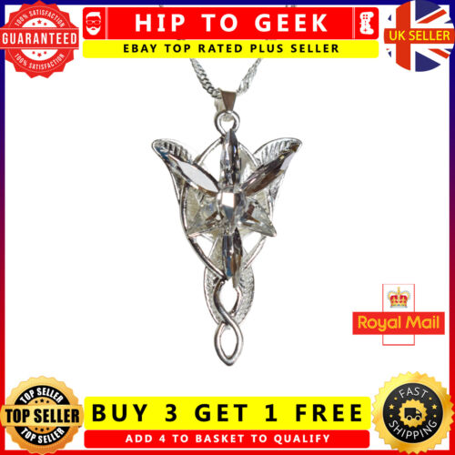 Lord of the Rings Silver Necklace EVENSTAR Pendant Hobbit LOTR + GIFT BAG Arwen - Afbeelding 1 van 14