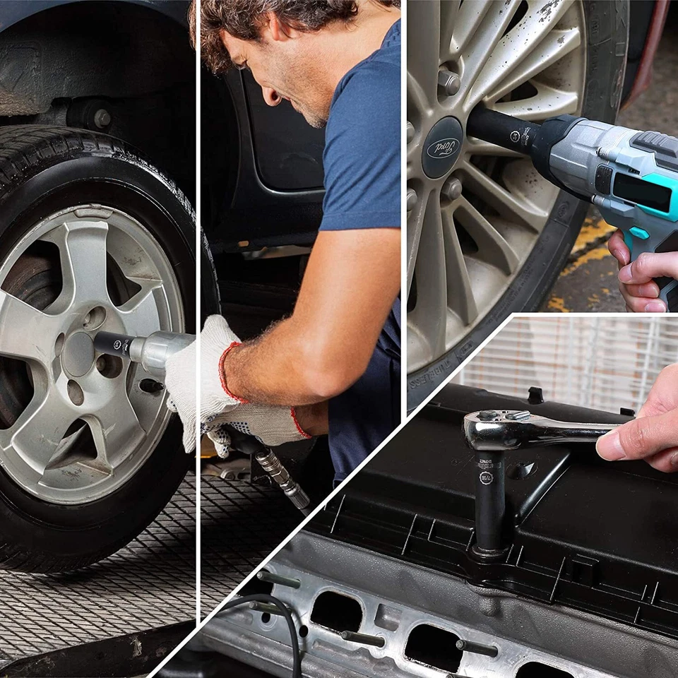 DURATECH 3/8" Deep Impact Socket Sets 10 Pcs 1/4" Hexagon Extension Bars 6 Point - Image 2 of 4