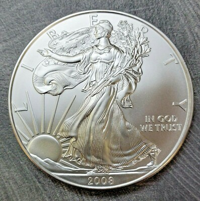 #ad 2008 American Silver Eagle BU 1 Oz Coin US $1 Dollar PCGS Brilliant Uncirculated $103.01
