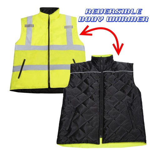 Hi Vis Visibility Reversible Bodywarmer Safety JORESTECH Vest - Picture 3 of 27
