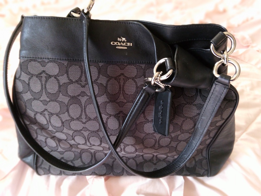 coach new york handbags tote black leather good condition