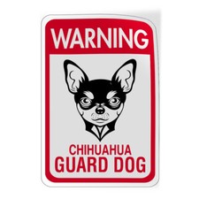 Vertical Vinyl Stickers Warning Chihuahua Guard Dog Pet Animal Safety Sign Label
