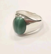 Sterling Silver 925 ring Oval cut Malachite Inlay 18.54 Gram SZ 11.75