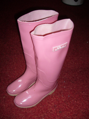 Rosa  Gummistiefel Vintage Style 70ties Superhoch weiterschaft Gr41