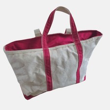 Vtg LL Bean Boat and Tote Bag Red 90s Large Zippered Canvas 21" Classic