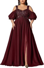 Elegant Plus Size Sequin Wedding Guest Maxi Dresses Bridesmaid Party Prom Gown