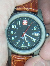 Orologio Vintage Wenger Marlboro Quarzo Svizzero SAK NUOVO Cinturino Coccodrillo Batteria Nuova