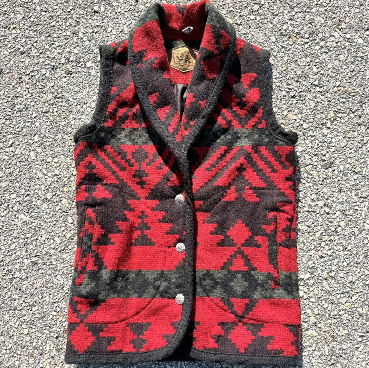 Vintage Woolrich Native Navajo Southwestern Geometric Wool Vest Size S Small