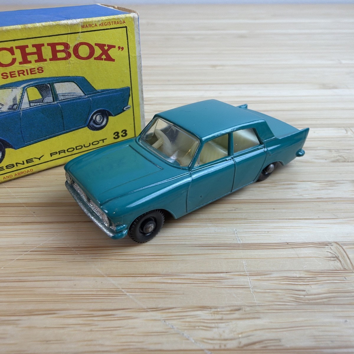 Vintage Matchbox Lesney #33 Ford Zephyr With Grey Wheels With The