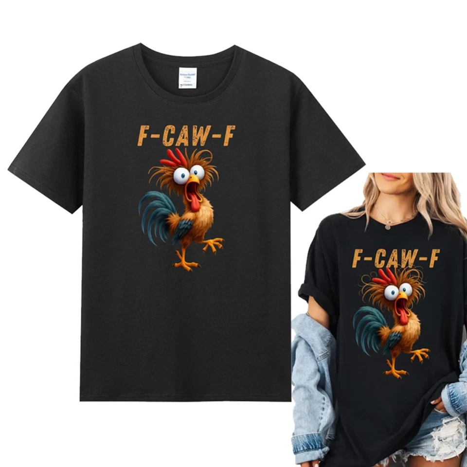 F-Caw-F Funny Rooster Chicken Meme Humor Quote Joke Vintage Mens T-Shirt S-4XL