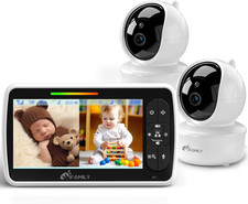 5"Split Screen Baby Monitor with 2 Cameras and Audio N Night Vision Large Disp