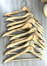 Antique Vintage Lot 10 Wooden Advertising Hotel Hangers Chicago Detroit etc