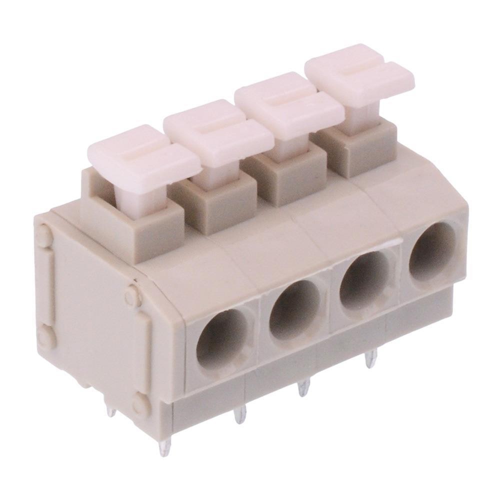 10 x 4-Way 5.00mm Screwless PCB Terminal Block Grey 10A 300V