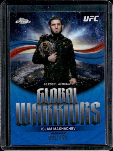 2026 Topps Chrome UFC Islam Makhachev Global Warriors Blue Refractor #/150