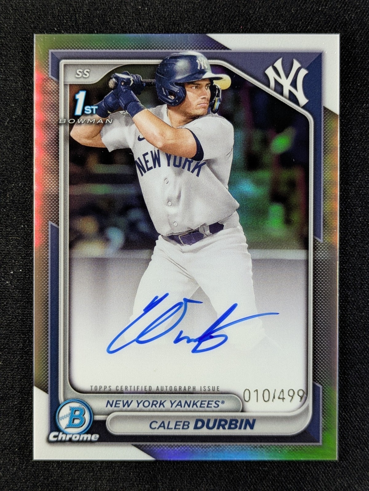 2024 Bowman Chrome CALEB DURBIN 10/499 1st Bowman Auto Refractor #CPA-CD