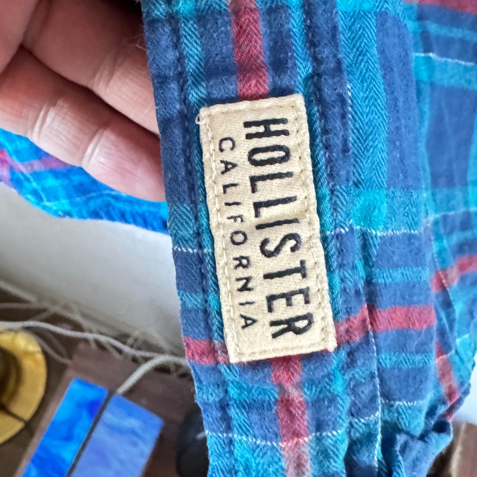 Hollister California Blue & Red Plaid Flannel Shirt image 4