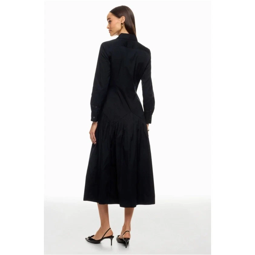 Polo Ralph Lauren Negro Manga Larga Día Camisa Vestido Plisado Midi Talla 6 Foto 3 de 4