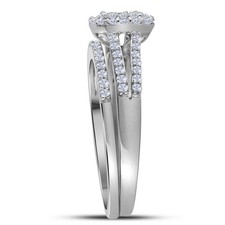 10kt White Gold Womens Round Diamond Bridal Wedding Engagement Ring Band Se