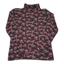 Vintage L.L. Bean 100 Cotton Floral AOP Mock Neck Long Sleeve Shirt Women  s M