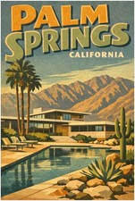Vintage Palm Springs California Travel Wall Art Print Retro Desert Modern Decor