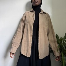 Vintage Tan corduroy button-up casual shirt Size L