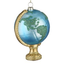 Earth World Globe 5" Glass Christmas Ornament Hanging Tree Decoration Figurine