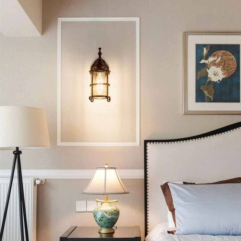 Rustic Outdoor Wall Lights 2 Pack Amber Glass Waterproof Sconce Porch - Image 3 of 4