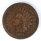 1871 Indian Head Cent VF details 1c IHC