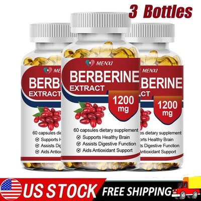 3 Packs Berberine 1200mg High Abosorption For Blood Sugar Immune 3 Months Supply