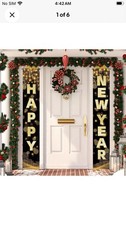 Happy New Year Banner 72 x 12 Inch Large New Year Front Door Porch Sign VIP PRO