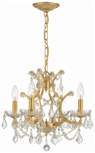 Filmore 17 1/2" Wide Antique Gold Crystal 4-Light Chandelier - Picture 2 of 9