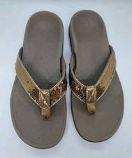 VIONIC Tide Sequin Flip Flops Bronze Sandals Women's Size 7 Casual Shoes