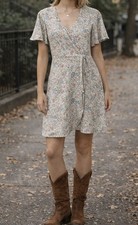 Monteau Anthropologie Dress Pink Floral Coastal Cowgirl Bohemian Women's Small