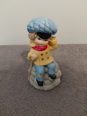 Vintage 1978 JASCO Merri-Bells ''Tiny Tim'' Bisque Porcelain Ceramic Bell Figurine