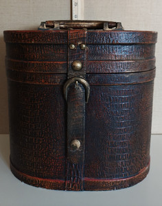 Antique Leather / Wood Top Hat Box Vintage