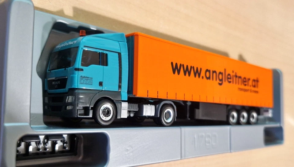 Herpa 155038 MAN TGX XLX ANGLEITNER centinato 1:87 OVP - Immagine 2 di 4
