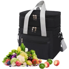 Three Deck Lunch Bag Three Compartment for Women Men Work Office Insulated Box