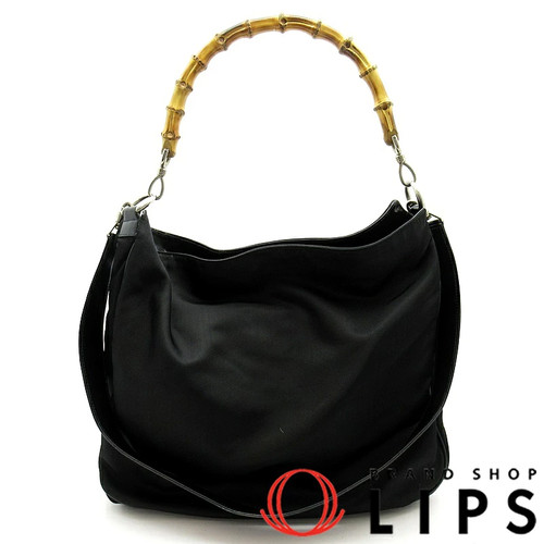 Gucci Bamboo 2Way Handbag 001.2123.1577 Nylon Canvas Women'S Black Used