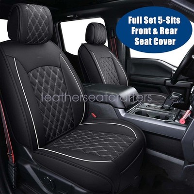 Full Set 5-Sits Front & Rear Seat Cover Black For 2009-2022 Ford F150 Crew Cab