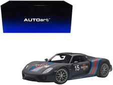 Porsche 918 Spyder Weissach Package Black/ Martini Livery #15 1/18 Model Car  by