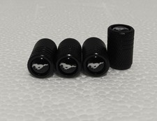Ford Mustang In Black Aluminum Cylinder-style Tire Valve Stem Caps Set