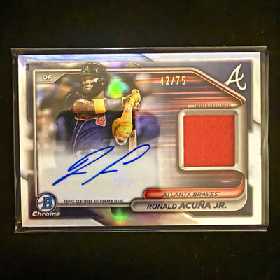 Topps 2024 Bowman Chrome Ronald Acuña Jr. BCAR-RA Auto Patch Relic /75