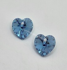 Swarovski Crystal Aquamarine AB Heart 6202 Pendant; 10mm 2pc , 14mm, 18mm